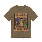 Gokaiger Wanted Poster Tee  Custom Graphic Art Cosplay Shirts Rangers Retro Vintage 90s
