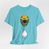 Yellow Ranger Helmet Tee Custom Graphic Art Cosplay Shirts Rangers Retro Vintage 90s