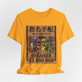 Gokaiger Wanted Poster Tee  Custom Graphic Art Cosplay Shirts Rangers Retro Vintage 90s