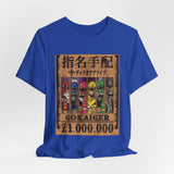 Gokaiger Wanted Poster Tee  Custom Graphic Art Cosplay Shirts Rangers Retro Vintage 90s