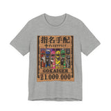 Gokaiger Wanted Poster Tee  Custom Graphic Art Cosplay Shirts Rangers Retro Vintage 90s