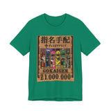 Gokaiger Wanted Poster Tee  Custom Graphic Art Cosplay Shirts Rangers Retro Vintage 90s