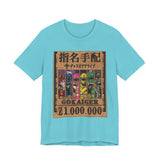 Gokaiger Wanted Poster Tee  Custom Graphic Art Cosplay Shirts Rangers Retro Vintage 90s