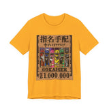Gokaiger Wanted Poster Tee  Custom Graphic Art Cosplay Shirts Rangers Retro Vintage 90s