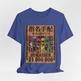 Gokaiger Wanted Poster Tee  Custom Graphic Art Cosplay Shirts Rangers Retro Vintage 90s