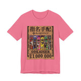 Gokaiger Wanted Poster Tee  Custom Graphic Art Cosplay Shirts Rangers Retro Vintage 90s