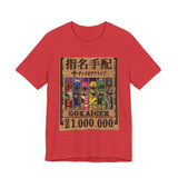 Gokaiger Wanted Poster Tee  Custom Graphic Art Cosplay Shirts Rangers Retro Vintage 90s