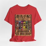 Gokaiger Wanted Poster Tee  Custom Graphic Art Cosplay Shirts Rangers Retro Vintage 90s