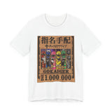 Gokaiger Wanted Poster Tee  Custom Graphic Art Cosplay Shirts Rangers Retro Vintage 90s