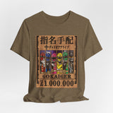 Gokaiger Wanted Poster Tee  Custom Graphic Art Cosplay Shirts Rangers Retro Vintage 90s