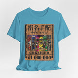 Gokaiger Wanted Poster Tee  Custom Graphic Art Cosplay Shirts Rangers Retro Vintage 90s