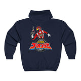 Go-Onger Red Full Zip Hoodie Custom Graphic Art Cosplay Shirts Rangers Retro Vintage 90s