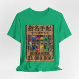 Gokaiger Wanted Poster Tee  Custom Graphic Art Cosplay Shirts Rangers Retro Vintage 90s