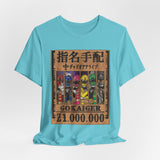 Gokaiger Wanted Poster Tee  Custom Graphic Art Cosplay Shirts Rangers Retro Vintage 90s