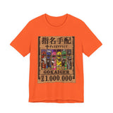 Gokaiger Wanted Poster Tee  Custom Graphic Art Cosplay Shirts Rangers Retro Vintage 90s