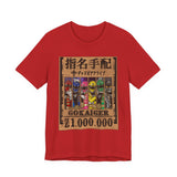 Gokaiger Wanted Poster Tee  Custom Graphic Art Cosplay Shirts Rangers Retro Vintage 90s