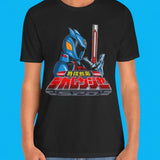 Super Sentai Inspired dekaranger T shirt featuring deka master / shadow ranger with sword
