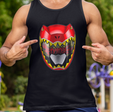 Dino Red Helmet Tank  Custom Graphic Art Cosplay Shirts Rangers Retro Vintage 90s
