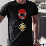 Super Sentai Inspired Zyuranger / power rangers T shirt featuring Red  ranger helmet and gold chest diamond