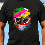 Super Sentai Inspired Zyuranger / power rangers helmets overlapping each other T shirt featuring Red ranger racing