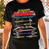 Super Sentai Inspired Zyuranger / power rangers T shirt featuring the teams weapons under logo
