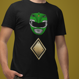 Super Sentai Inspired Zyuranger / power rangers T shirt featuring green dragon ranger helmet and gold chest diamond