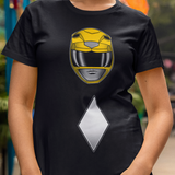 Yellow Ranger Helmet Tee Custom Graphic Art Cosplay Shirts Rangers Retro Vintage 90s